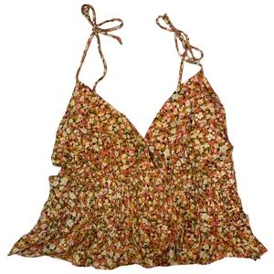 NWT floral tank top cropped cottagecore fairycore with ruching